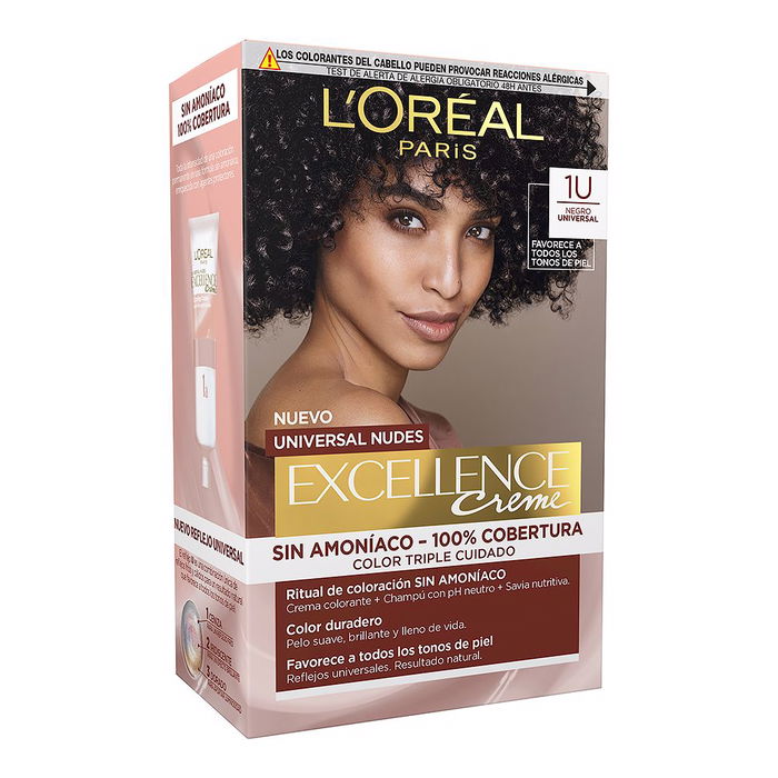 L'Oréal Paris Teinture EXCELLENCE NUDES #1-noir 5 u Crème Sans Ammoniaque Couverture Cheveux Blancs