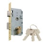 MCM 2501-245an311 Serrure à mortaiser 1 point avec poignée et bec-de-cane réversible, finition laiton, entrée 45 mm