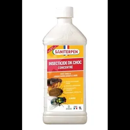 Saniterpen DK Choc 1L - Insecticide concentré pour habitat animal - Action choc et longue durée (8 semaines) - Élimine insectes volants et rampants