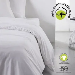 Today - Housse de couette Organic - 240 x 260 cm - 100% Coton 57 fils - Certifiée GOTS et Oeko-Tex - Avec fentes passe-main et boutonnière