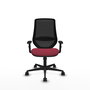 Chaise Mardos Synchro 4 positions tissu Bordeaux Maille Noir Base en nylon noir Accoudoir 1D Sans appui-tête Roulettes 65mm nylon