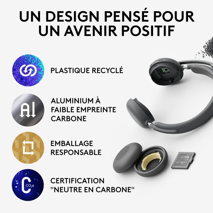 Logitech Zone Wireless 2 UC - Casque Bluetooth avec Réduction Active du Bruit et Récepteur USB-C - Graphite Logitech Zone Wireless 2 UC - Casque Bluetooth avec Réduction Active du Bruit et Récepteur USB-C - Graphite