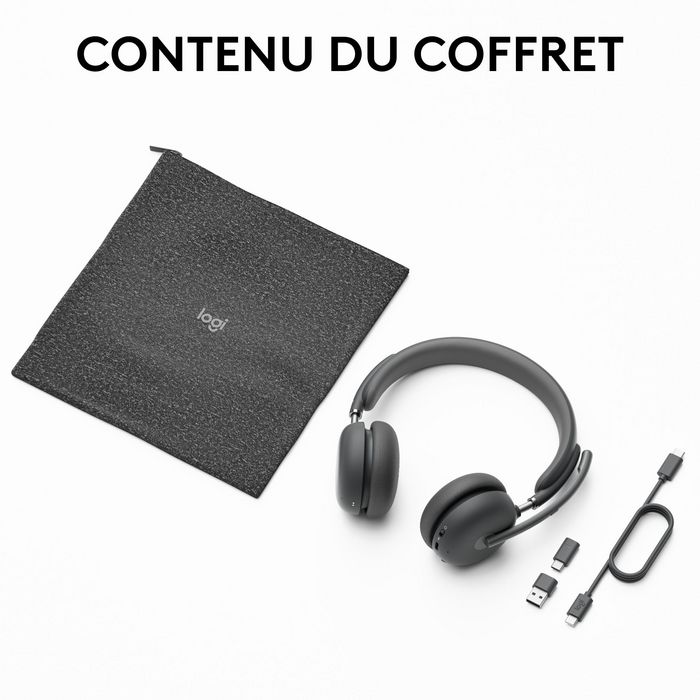 Logitech Zone Wireless 2 UC - Casque Bluetooth avec Réduction Active du Bruit et Récepteur USB-C - Graphite Logitech Zone Wireless 2 UC - Casque Bluetooth avec Réduction Active du Bruit et Récepteur USB-C - Graphite