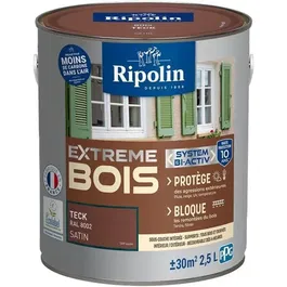 Ripolin - Protection Extrême pour Bois de Teck - Satin - 2.5 L - Peinture Haute Résistance pour Intérieur et Extérieur