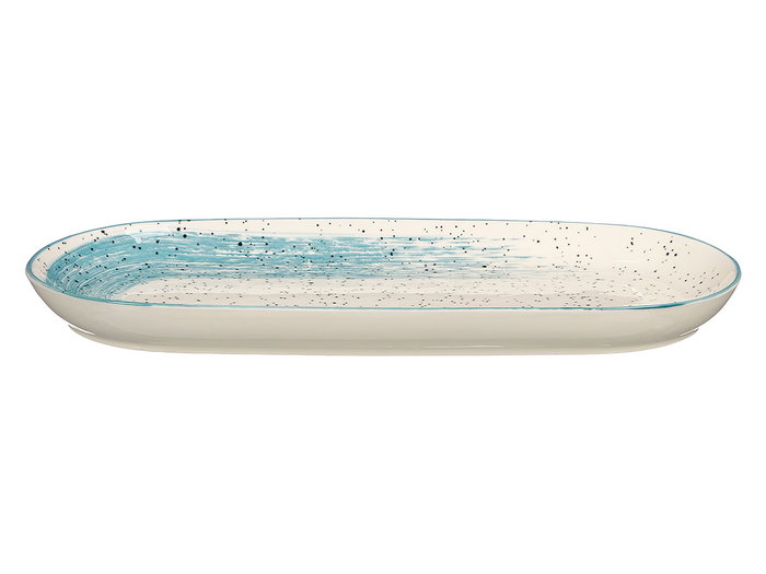 Vessia Bandeau Ovale Patiné Bleu 33x3x15 cm Céramique Porcelaine (Set de 24)
