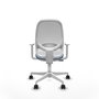Chaise Cilanco Synchro 3 positions tissu Bleu ciel Maille Blanc Structure polyamide blanc Accoudoirs blancs Sans appui-tête Roulettes 65mm nylon