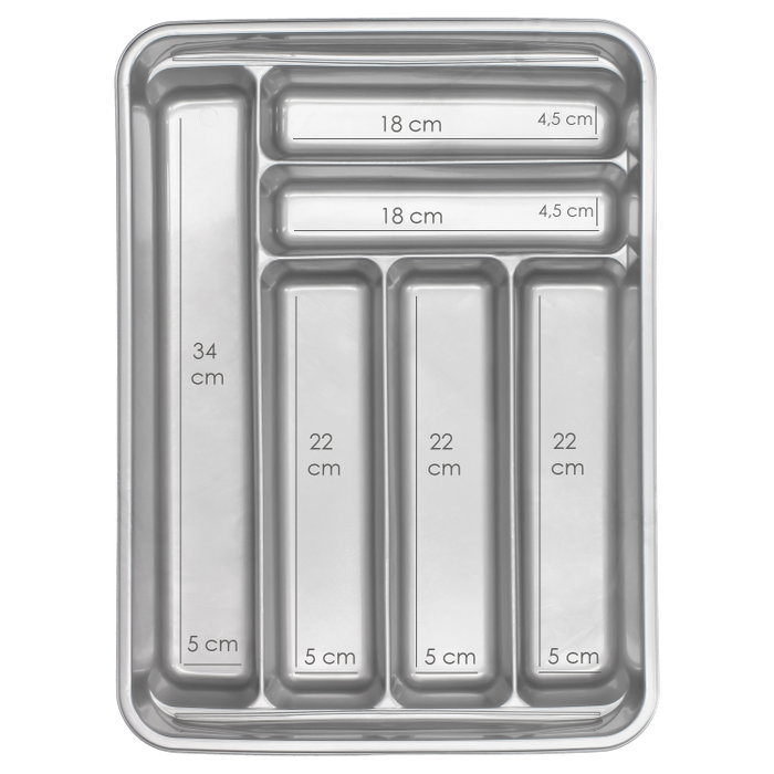 ORYX Cubertero Plastico Gris Plata 40x30x7 cm