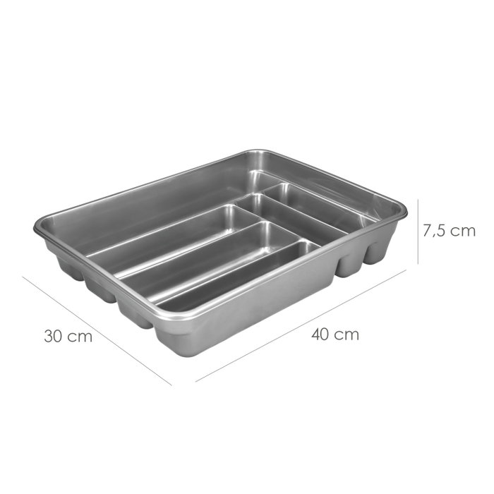ORYX Cubertero Plastico Gris Plata 40x30x7 cm
