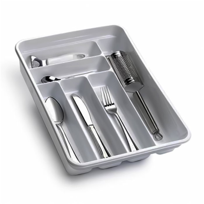 ORYX Cubertero Plastico Gris Plata 40x30x7 cm