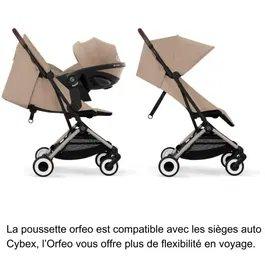 Cybex Poussette de Voyage Orfeo 4 Roues Ultra Compacte et Confortable - Almond Beige - Utilisable dès la Naissance jusqu'à 22 kg, Pliable à une Main