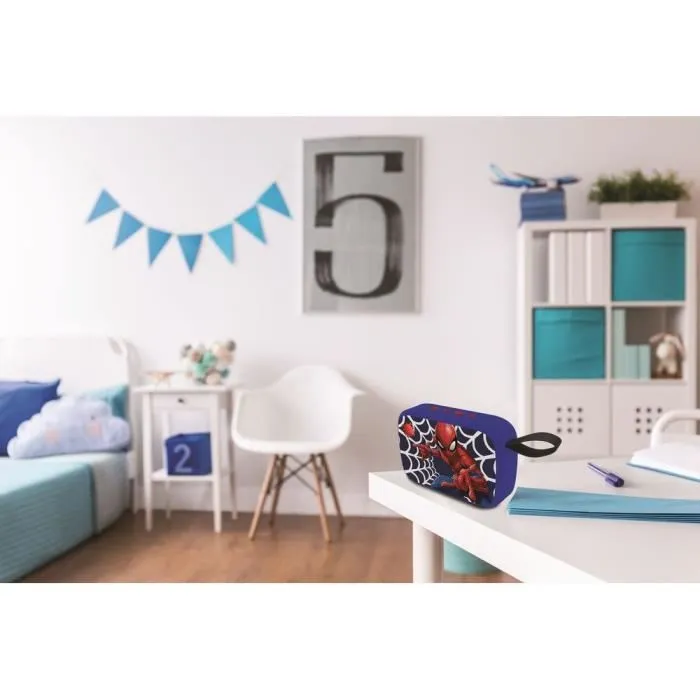 Lexibook Enceinte Bluetooth Portable Spider-Man 5.0 Tissu - USB/TF, Batterie 1200mAh, Réponse Appels