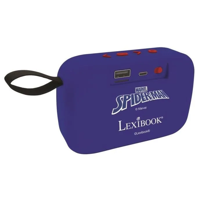 Lexibook Enceinte Bluetooth Portable Spider-Man 5.0 Tissu - USB/TF, Batterie 1200mAh, Réponse Appels