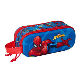 Trousse Fourre-Tout Double Spider-Man Rouge Blue marine 21 x 8 x 6 cm 3D