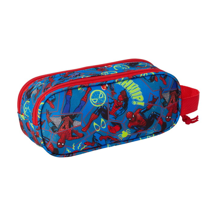 Trousse Fourre-Tout Double Spider-Man Rouge Blue marine 21 x 8 x 6 cm 3D