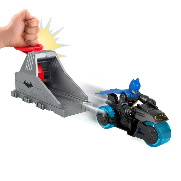Imaginext IMX DCSF Launcher - Jouet de Lanceur avec Véhicules DC Comics, Moto de Superman, Batman et Joker pour Course