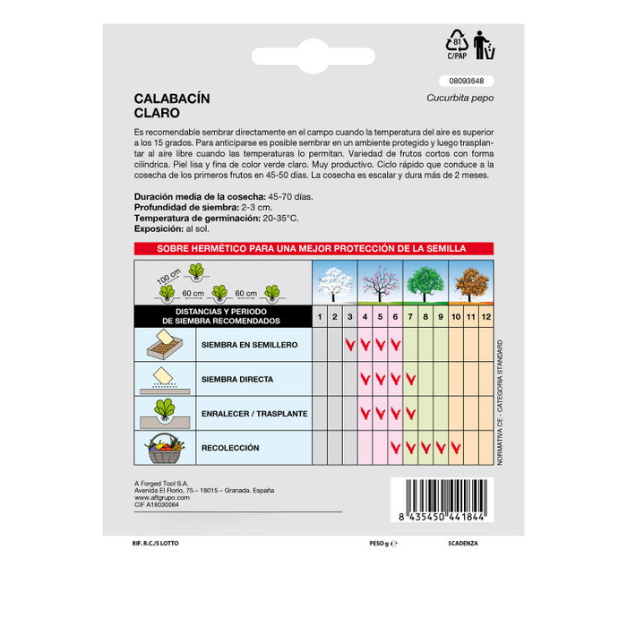SATURNIA Semences de Courgette Vert Foncé (5g)