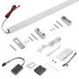 Emuca Kit barre pour armoire Luxe, ruban LED 4,5x8 Neonlynx V, détecteur de mouvement RF Smart et convertisseur Smart (24V DC), longueur 1.150mm, Lumière blanche chaude 2.700K, Aluminium et Plastique, Anodisé mat