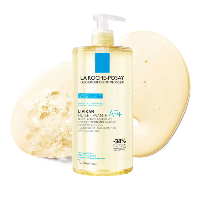 La Roche Posay LIPIKAR AP+ Huile Nettoyante Corps Anti-irritations Peaux Atopiques 1000 ml Nourrissante et Apaisante