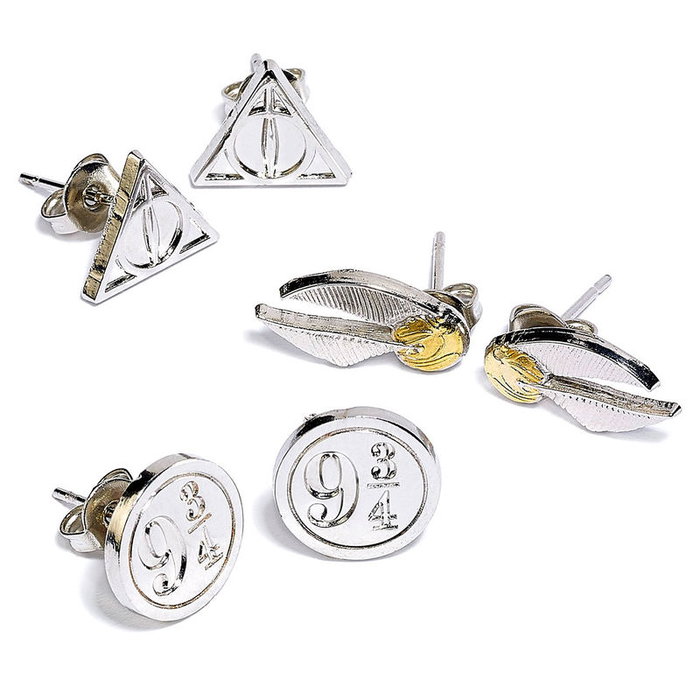 THE CARAT SHOP Set de pendants d'oreilles piercing Platform Deathly Hallows Golden Snitch - Harry Potter - Or doré