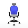 Piqueras y Crespo Chaise de Bureau Jorquera avec Appui-tête 2D et Support Lombaire, Gris Clair et Bleu