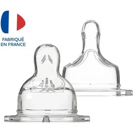 Dodie Biberon Sensation+ Anti-Coliques - Tétine plate débit 2, col large, 2 tétines dès la naissance - Silicone avec valve anti-colique intégrée