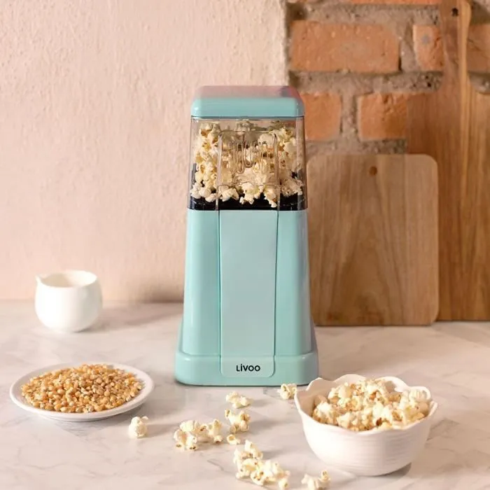 Livoo DOM497 Machine à Popcorn, 1200W, Capacité 100g de Maïs, Arrêt Automatique, Couvercle Doseur, Protection Surchauffe