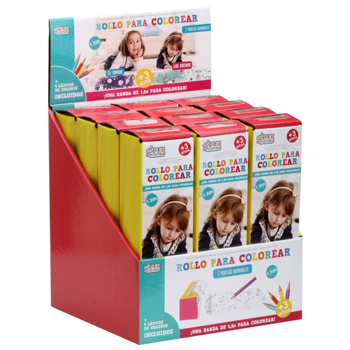 Jeux 2 momes Rouleau de coloriage et 4 crayons de couleur
