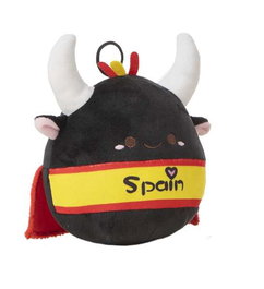 Creaciones Llopis Torito Gordi Spain 34cm - Taureau en peluche décoratif espagnol 34 cm en polyester, pour enfants dès 3 ans