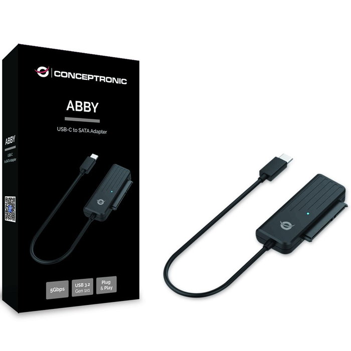 Conceptronic ABBY02B Adaptateur USB-C vers SATA pour SSD/HDD 2.5" USB 3.2 Gen 1 - Noir