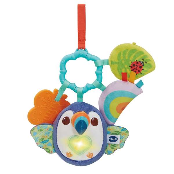 Vtech - Tucán musical en peluche Hora de pasear avec lumières, chansons et phrases amusantes pour bébé (3-36 mois) - Jouet d'éveil en espagnol