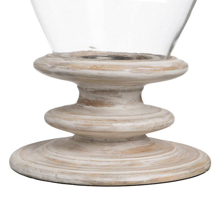 BigBuy Home Bougeoir Blanc Bois Verre 28 x 28 x 43 cm
