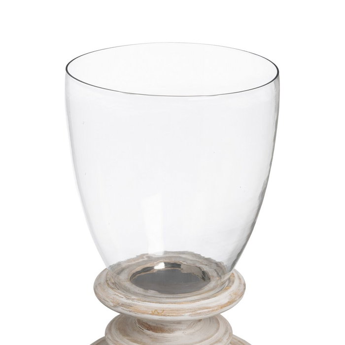 BigBuy Home Bougeoir Blanc Bois Verre 28 x 28 x 43 cm