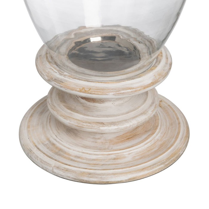 BigBuy Home Bougeoir Blanc Bois Verre 28 x 28 x 43 cm