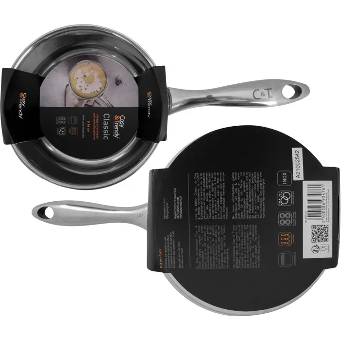 Cosy & Trendy CLASSIC Casserole en Acier Inoxydable 5 Couches 16 cm 1.61 L Tous Feux Dont Induction