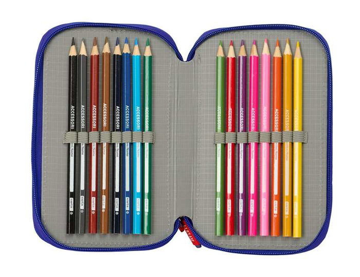 Safta Plumier Triple 37 Pièces pour Crayons - Dimensions : 12,5 x 19,5 x 5,5 cm