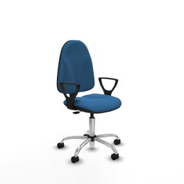 PIQUERAS Y CRESPO Chaise de bureau Algarra, similicuir bleu clair, piètement chromé