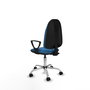 PIQUERAS Y CRESPO Chaise de bureau Algarra, similicuir bleu clair, piètement chromé