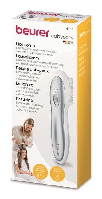 Beurer HT-15 Peigne électrique anti-poux et lentes - Élimination sans traitement chimique, pour prévention et traitement