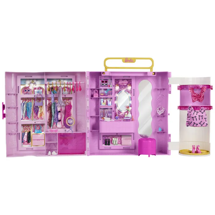 Mattel Coffret accessoires Barbie Dressing Deluxe Style avec coiffeuse et anneau lumineux