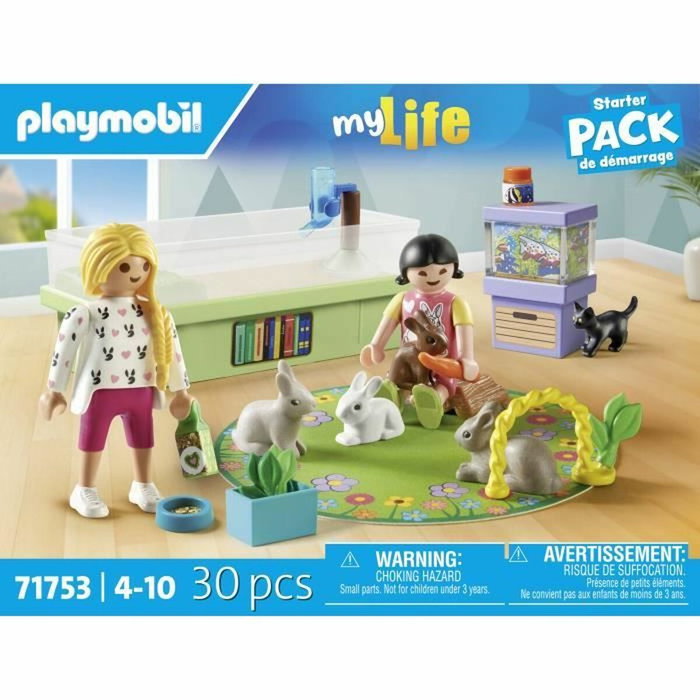 Playmobil My Life Famille de lapins avec enclos, 30 pièces