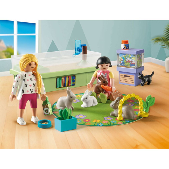 Playmobil My Life Famille de lapins avec enclos, 30 pièces