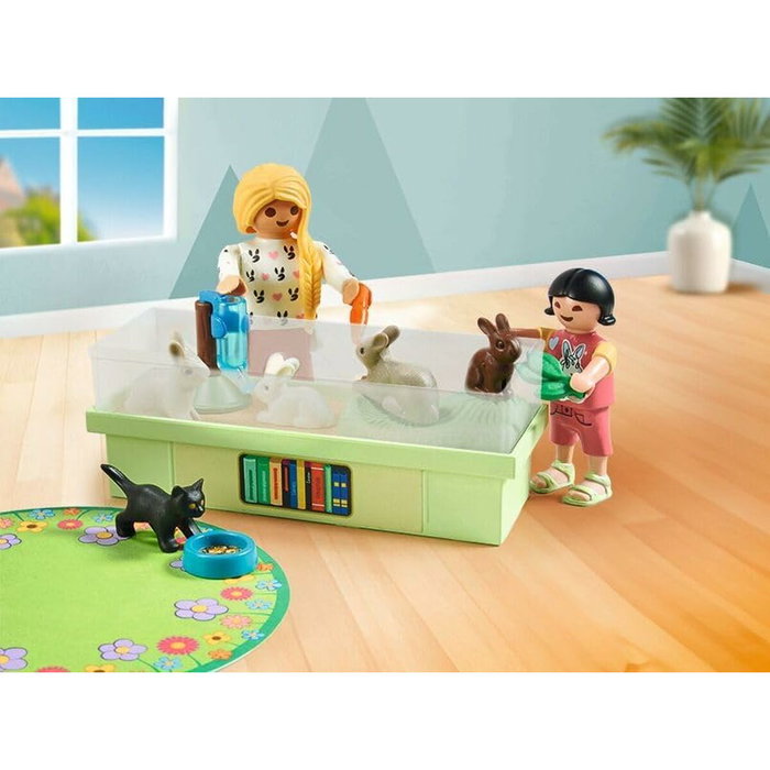 Playmobil My Life Famille de lapins avec enclos, 30 pièces