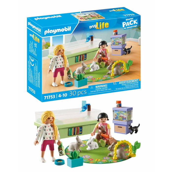 Playmobil My Life Famille de lapins avec enclos, 30 pièces