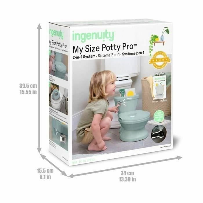 Ingenuity My Size Potty Pro Vert avec Réducteur de Toilette et Chasse d'eau Musicale Ingenuity My Size Potty Pro Vert avec Réducteur de Toilette et Chasse d'eau Musicale