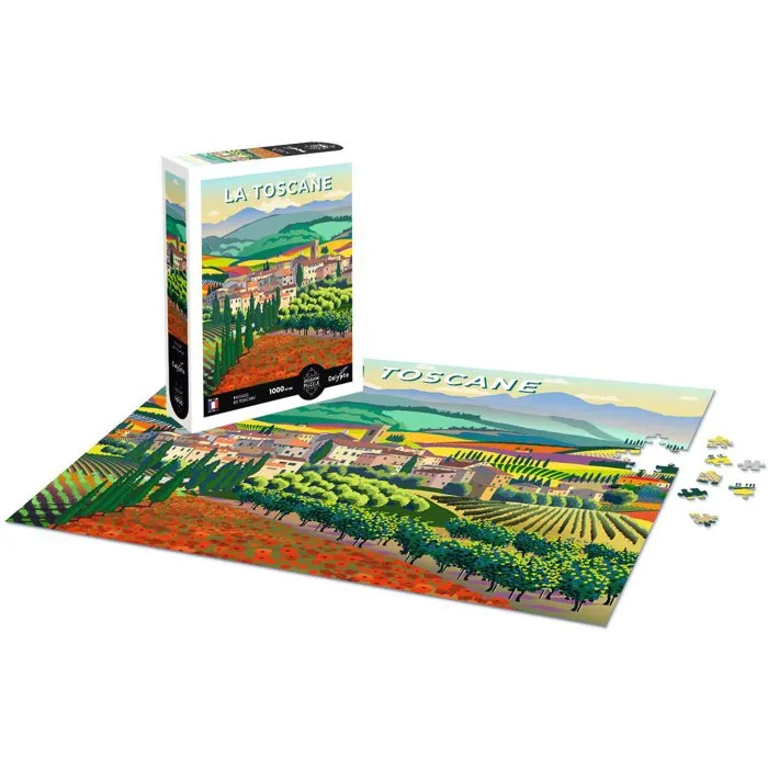Puzzle Sentosphere Calypto 1000 pièces - Paysage de la Toscane - Toucher soyeux - À partir de 9 ans