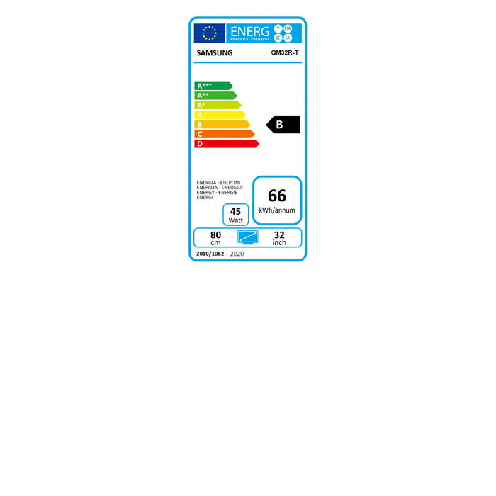 Samsung QM32R-T - Écran de signalisation numérique tactile LCD 32" (81,3 cm) Full HD, WiFi, Bluetooth, 2x HDMI, USB, 2 ports USB, système Tizen - Noir