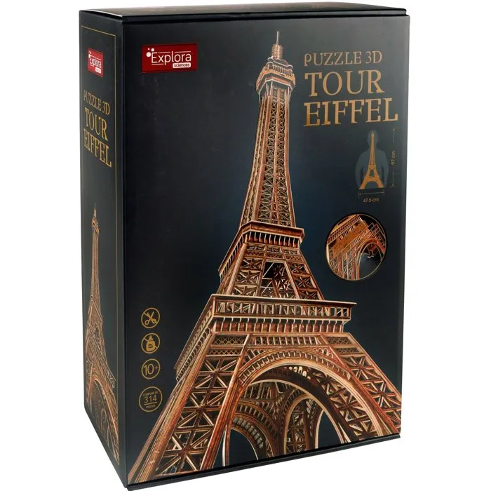Explora 540041 - Puzzle 3D Maquette Tour Eiffel, 314 Pièces, Niveau 10, Défi Architecture, à partir de 10 ans