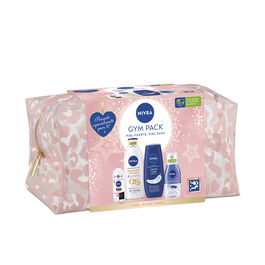 Nivea Ensemble de 5 pcs pour Femme : Lotion Corps Q10 Raffermissant 250ml, Démaquillant Yeux, Déodorant Roll-on, Gel Douche 250ml et Trousse de Toilette