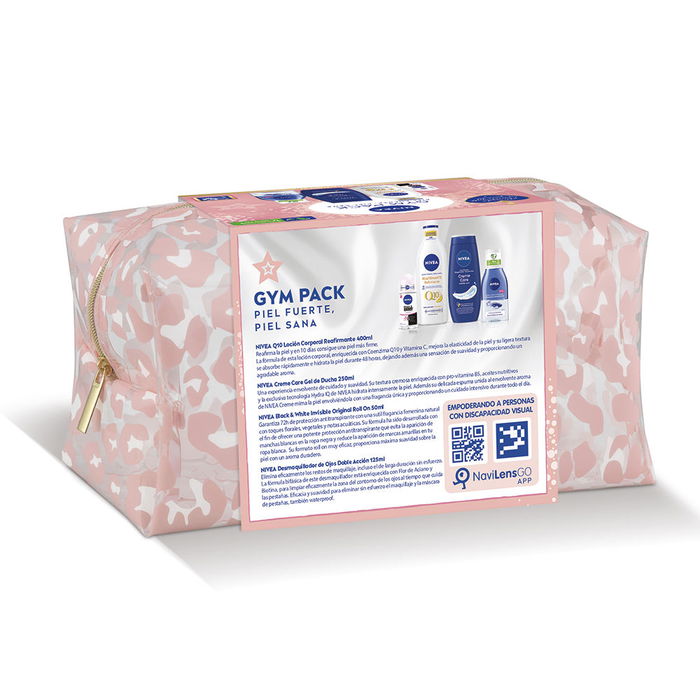 Nivea Ensemble de 5 pcs pour Femme : Lotion Corps Q10 Raffermissant 250ml, Démaquillant Yeux, Déodorant Roll-on, Gel Douche 250ml et Trousse de Toilette