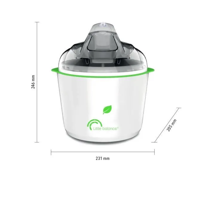 Little Balance Sorbetière LITTLE BALANCE 8234 - 1,5 L - Prépare sorbets et glaces en 30 min - 12 W - Cuve inox amovible avec livre de recettes Little Balance Sorbetière LITTLE BALANCE 8234 - 1,5 L - Prépare sorbets et glaces en 30 min - 12 W - Cuve inox amovible avec livre de recettes